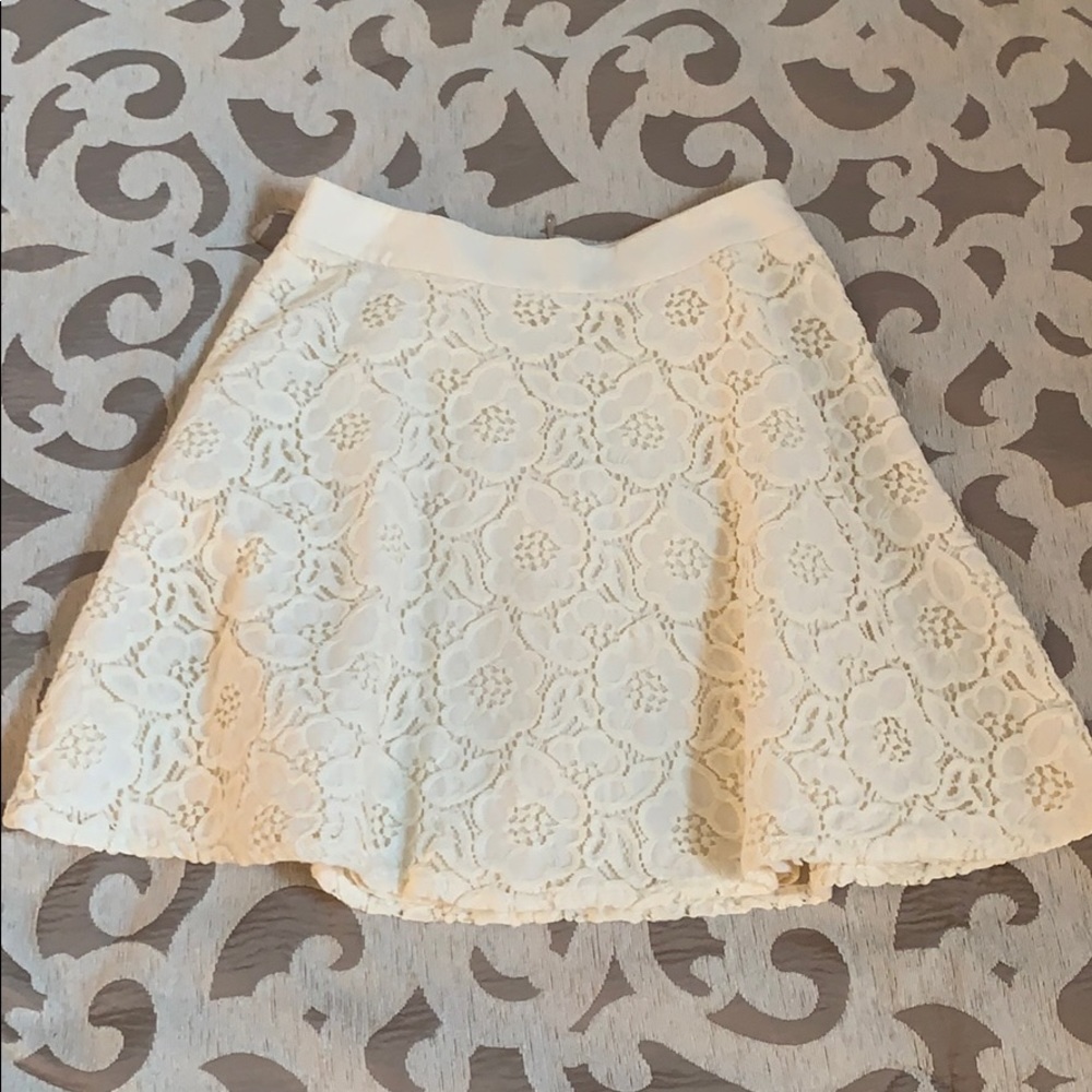 Off white high waisted lace skirt